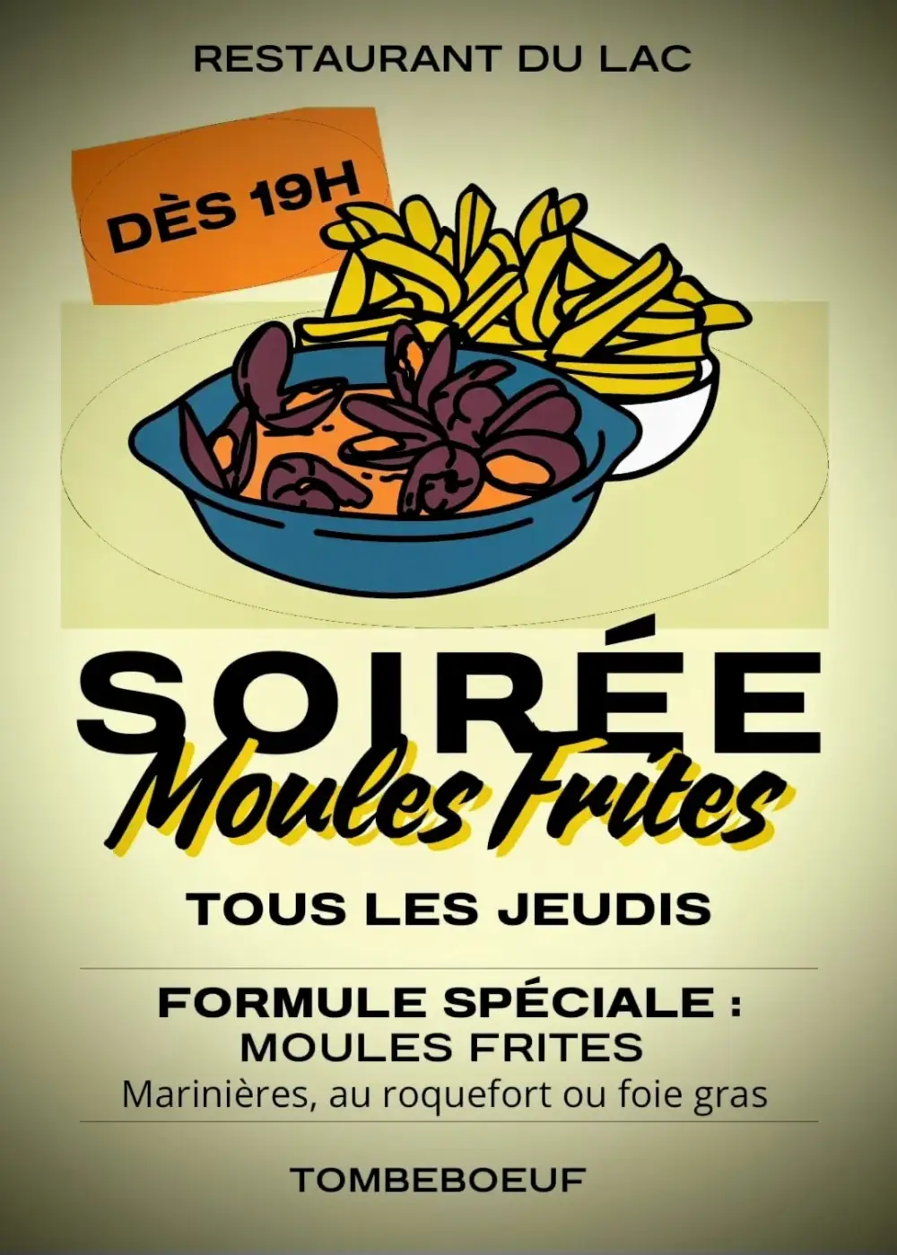 Tous les jeudis Soirée Moules Frites